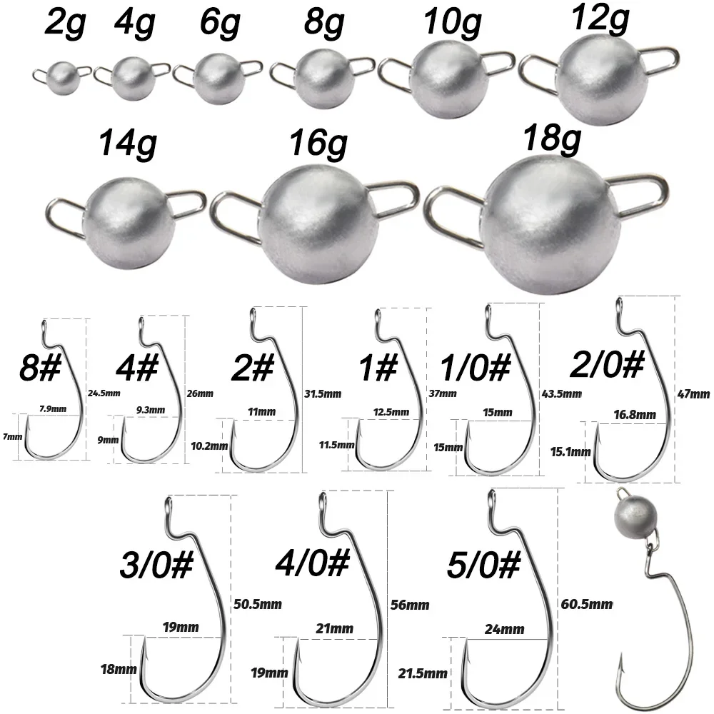 5 stücke Metall Jig Kopf Wurm  – Fishing Hook Offset Bewertung und Preis